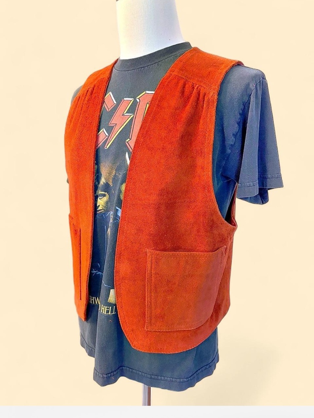 Vintage Winlit Rust Orange Suede Vest